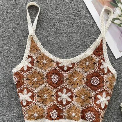 Casual Knit Crop Tops Women Strap Backless Hollow..