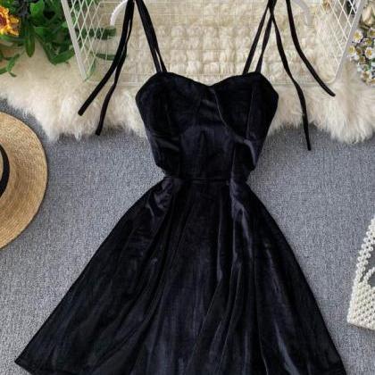 Elegant Vintage Gothic Strap Dress Women Short..