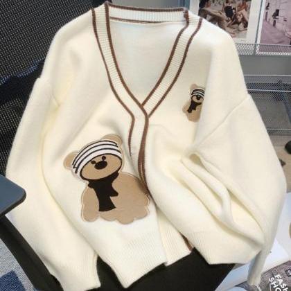 Fashion Cartoon Embroidery Cardigans Sweaters..