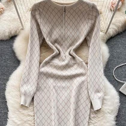 Fashion Geometric Knitted Vestidos Women Casual..