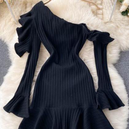 Fashion Women Princess Black Mini Dress Diagonal..