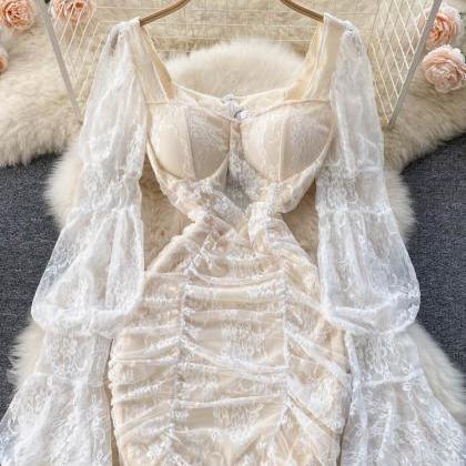 Romantic Women Lace Bodycon Party Dress Elegant..