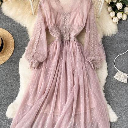 Romantic Women Lace Two Piece Party Dress Elegant..