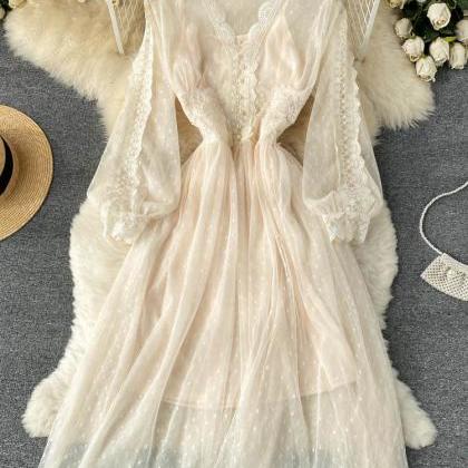 Romantic Women Lace Two Piece Party Dress Elegant..