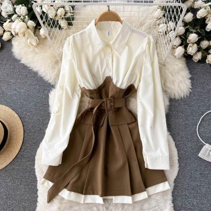 Women Dress Gothic Fake Two Piece Set Suits..