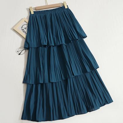 Women Skirts Fashion Ruffled High Waist Lady Long..