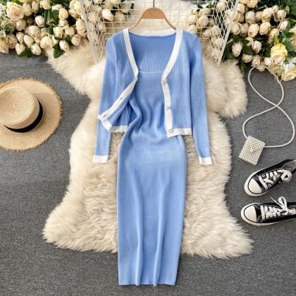 Women Two Piece Suits Long Sleeve Knitted..