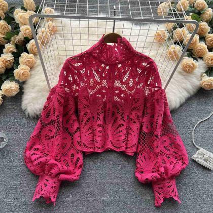Women's Lace Hollowed Out Top Stand..