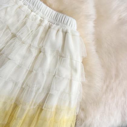 Cute Beautiful High Waist Loose Tulle Skirt Female..