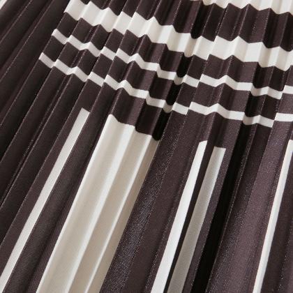 Fashion Shiny Simple Elegant Pleated Striped..