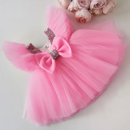 Elegant Girls Flower Puff Sleeve Dresses For..
