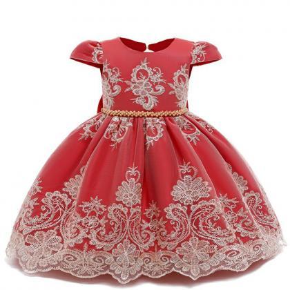 Girls Dress Lace Pageant Frock Prom Gown Flower..
