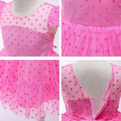 Girls Fluffy Princess Dress Girl Dots Ruffle..