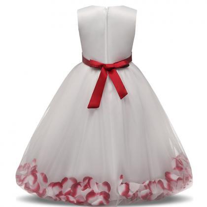 Girls Rose Petal Hem Cute Princess Floral Dress..