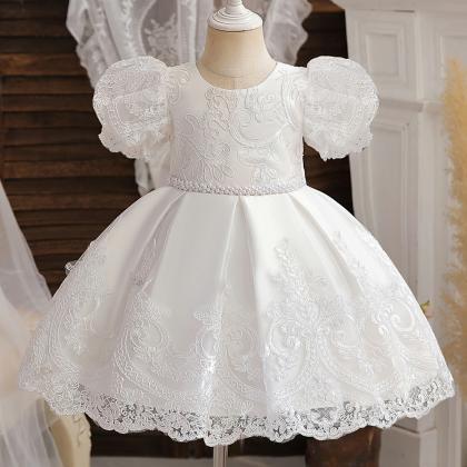 Embroidery Birthday Lace Dress For Girl Flower..