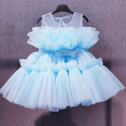 Baby Birthday Dresses For Girls Solid Tulle..