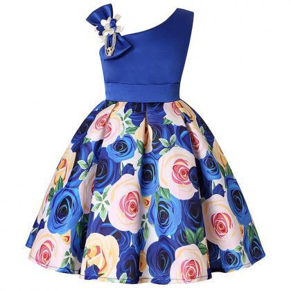 Kids Elegant Flower Dress For Girls Vintage..