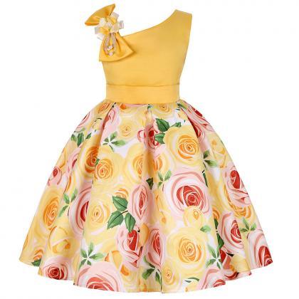 Kids Elegant Flower Dress For Girls Vintage..
