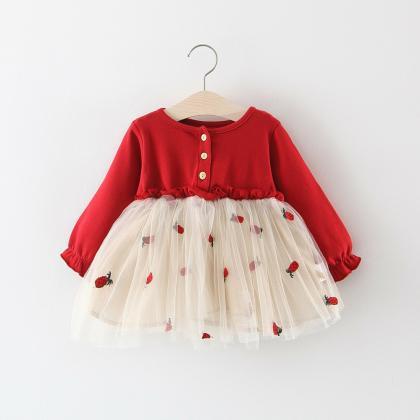 Fashion Cute Stitching Dress Female Baby Cartoon..