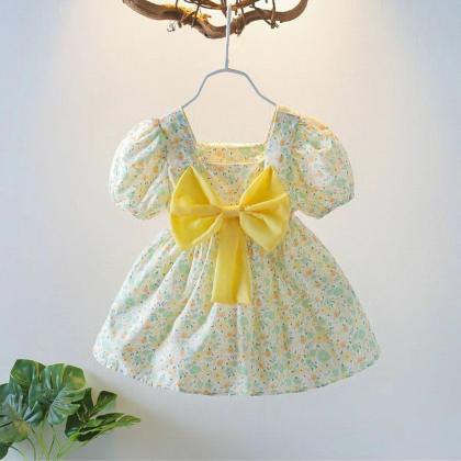 Fashion Cute Stitching Dress Female Baby Cartoon..