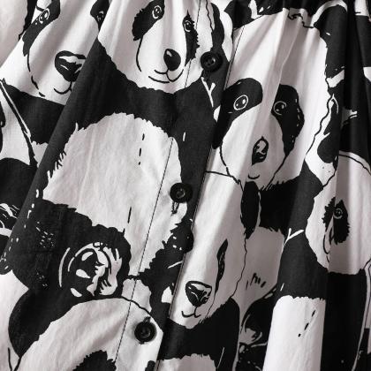 Girl Clothes Cool Panda Printing Dress Cotton..