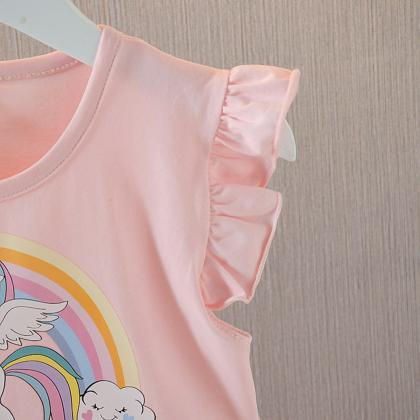 Unicorn Princess Dress Girls Rainbow Stars..