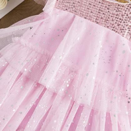 Girls Sequin Princess Dress For Kids Lace Mesh..