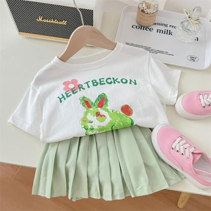 Kids Clothes For Baby Girls Cute Rabbit T-shirt +..