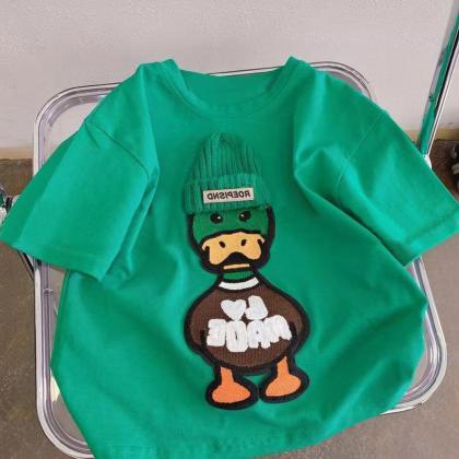 Popular Embroidered Duck Casual Short Sleeve Boy..