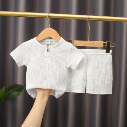 Boy Clothing Set Girl Clothes Sets Solid Cotton..
