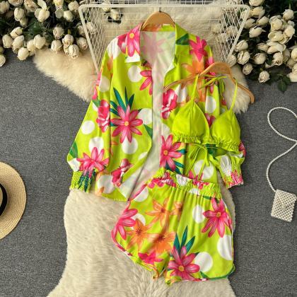 Sexy Women Floral Shorts Suit Casual Elegant..