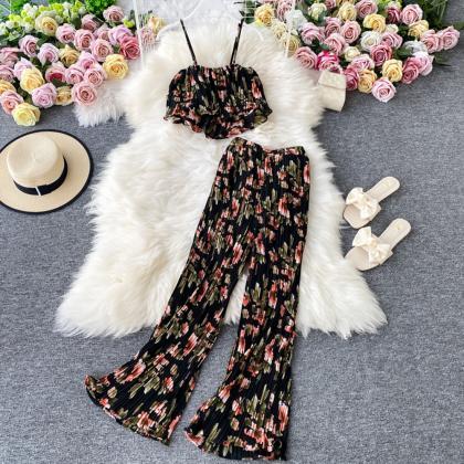 Women Fashion Floral Elegant Pantsuit Sleeveless..