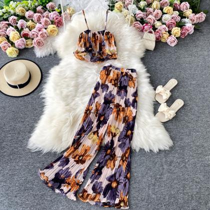 Women Fashion Floral Elegant Pantsuit Sleeveless..