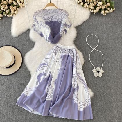 Fashion Women Elegant Floral Skirts Suit Vintage..
