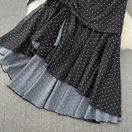 Fashion Women Vintage Polka Dot Skirts Suit..