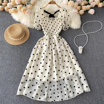 Women Fashion Elegant Dot Print Dress Lady One..