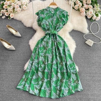 Women Floral Casual Midi Dress Sleeveless Slim..