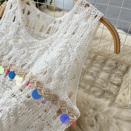 Sequins Design Knit Two Piece Sets Women O Neck..
