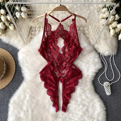Irregular Lace Sexy Rompers Women Backless Hollow..