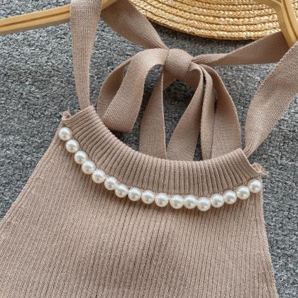 Beading Sleeveless Knit Camisole Women Fashion..