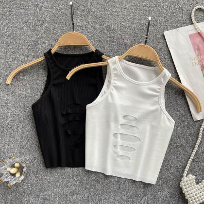 Fashion Hollow Out Camisole Sleeveless Slim Top..