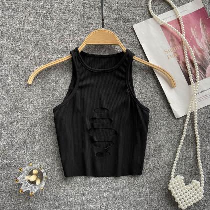 Fashion Hollow Out Camisole Sleeveless Slim Top..