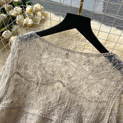 Knit Casual Three Piece Sets Women Lace Cardigan..