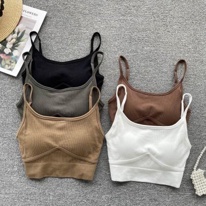 Backless Solid Camisole Women Strap Knitted Crop..