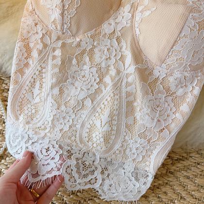 Women Lace Camisole Backless Elastic Waist Chest..