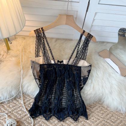 Women Lace Camisole Backless Elastic Waist Chest..
