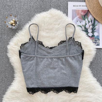 Lace Patchwork Backless Camisole Women Print..