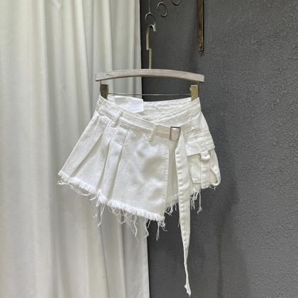 Denim Shorts Skirts Women's Bandage..