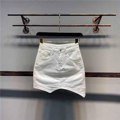Trend Hem Irregular Design Denim Skirt..