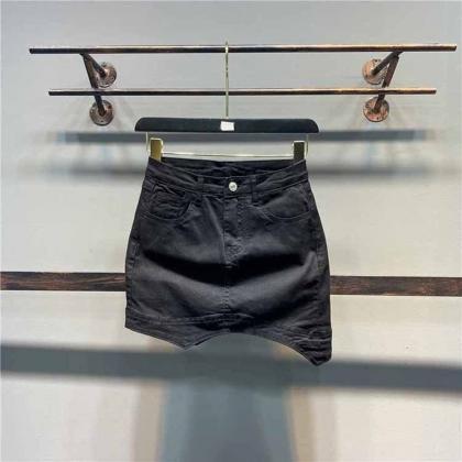 Trend Hem Irregular Design Denim Skirt..